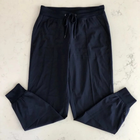Hyba Lightweight Pull On Jogger Pants Ribbed Drawstring Waist + Cuffs Navy Sz S - Picture 5 of 14